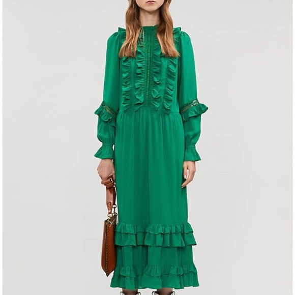 HAPPY X NATURE Lark Ruffled Polyester Midi Dress - Picture 1 of 3